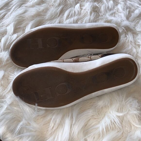 Coach Poppy Zorra Khaki Brown Signature Multicolor Tattersall Sneakers Size 8.5 - Picture 6 of 6